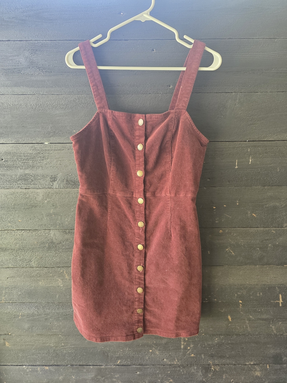 Billabong Burgundy Button-Front Corduroy Midi Dress